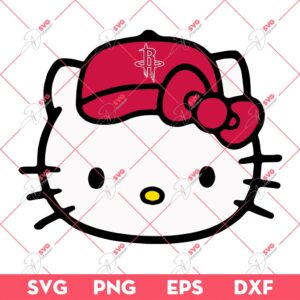 Houston Rockets NBA Hello Kitty Head SVG, Hello Kitty Basketball SVG