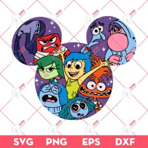 Inside Out 2 Characters In Disney Mouse Head SVG PNG, Inside Out 2 SVG PNG