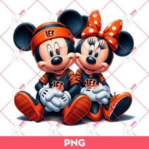 Mickey And Minnie Cincinnati Bengals PNG, Disney Mouse NFL Football PNG