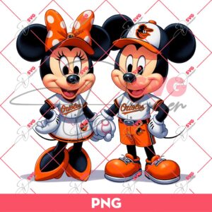 Mickey And Minnie Orioles Baseball PNG, Disney Mouse MLB Baltimore Orioles PNG