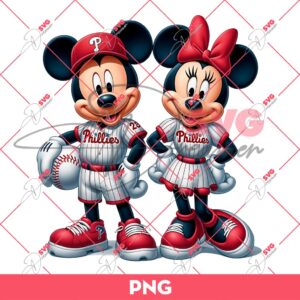 Mickey And Minnie Phillies Baseball PNG, Disney Mouse MLB Philadelphia Phillies PNG