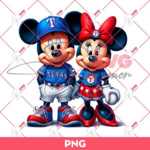 Mickey And Minnie Texas Rangers PNG, Disney Mouse Friends Baseball PNG