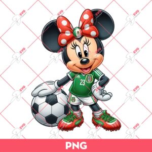 Minnie Mouse Mexico Soccer Player PNG, Minnie Mexican PNG