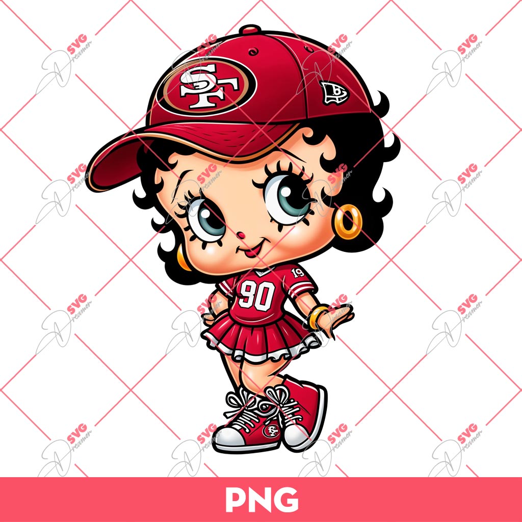 Bundle Cute Betty Boop PNG, Bundle Betty Boop Sport NBA MLB NFL (Over 50 Designs) 12 San Francisco 49ers Betty Boop PNG, Cute Betty Boop NFL Football PNG