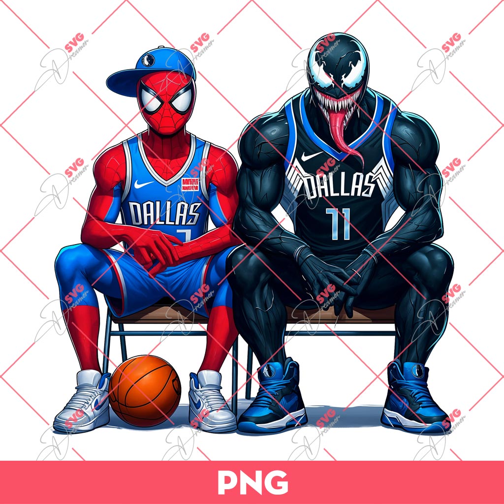 Bundle Dallas Mavericks PNG, Cartoon Characters NBA Mavericks Basketball PNG Bundle 6 Spiderman And Venom Dallas Mavericks PNG, Superhero NBA Basketball PNG