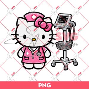 Hello Kitty Nurse With Vital Machine PNG, Hello Kitty In Hospital PNG