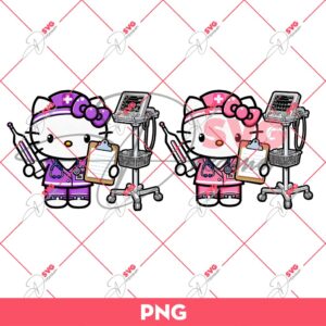 Hello Kitty Doctor And Nurse With Vital Machine PNG, Hello Kitty In Hospital PNG