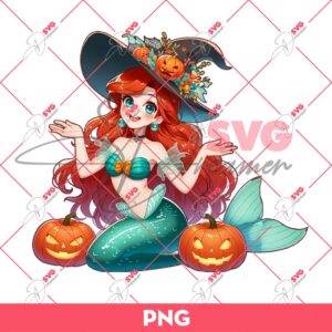 Bundle Halloween Disney Princess PNG, Disney Princess PNG Bundle 16 Ariel Mermaid Halloween PNG, Disney Princess Halloween PNG