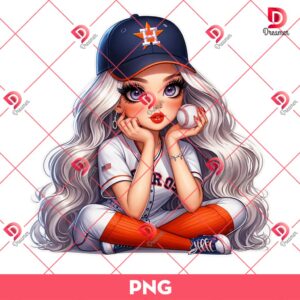 Bundle Cute Cartoon Girl MLB Astros PNG, Houston Astros Baseball Girl PNG Bundle