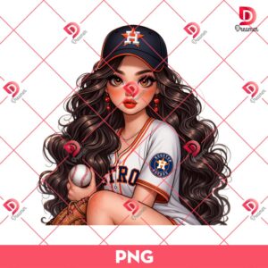 Bundle Cute Cartoon Girl MLB Astros PNG, Houston Astros Baseball Girl PNG Bundle