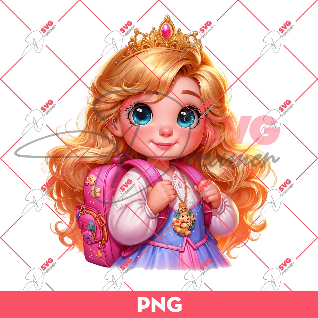 Bundle Disney Princess Back To School PNG, Baby Princess School PNG Bundle 6 Baby Aurora Princess Back To School PNG, Baby Disney Princess PNG, First Day Of School PNG