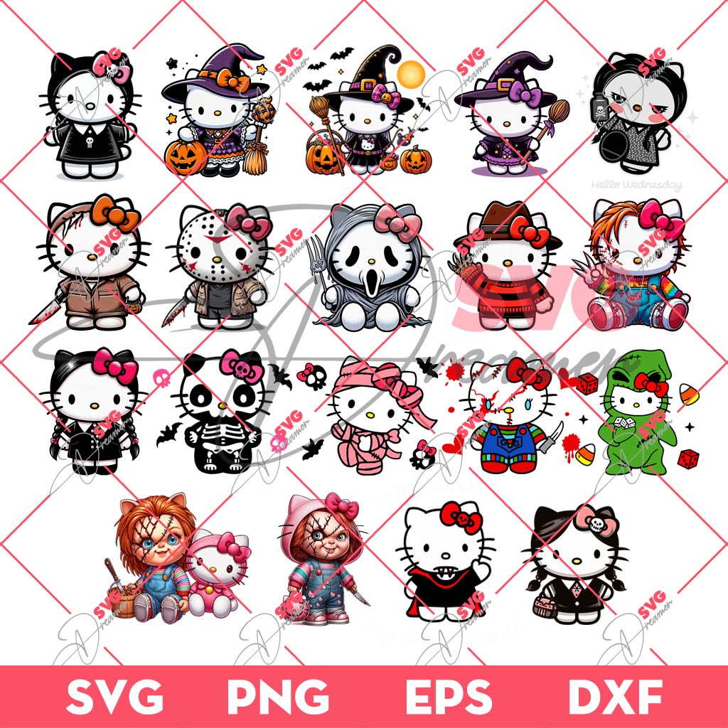 Bundle Hello Kitty Halloween SVG PNG, Bundle Hello Kitty Costume Horror Movie Characters SVG PNG 1 Bundle Hello Kitty Halloween SVG PNG, Bundle Hello Kitty Costume Horror Movie Characters SVG PNG