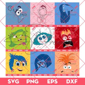 Bundle Inside Out 2 Characters Face SVG PNG, Inside Out 2 SVG PNG Bundle