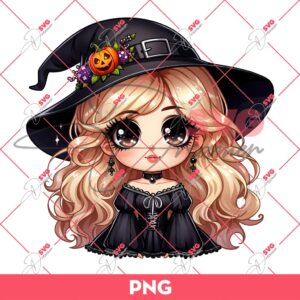 Cartoon Girl Witch Halloween PNG, Cute Witch PNG, Halloween PNG