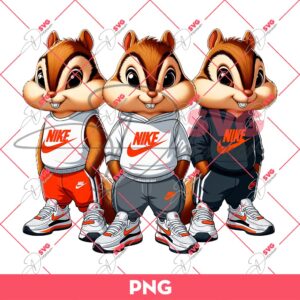 Chipmunks Wearing Nike Outfits PNG, Chipmunks Nike Fashion PNG