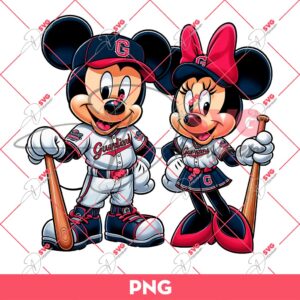 Cleveland Guardians Mickey And Minnie PNG, Disney Mickey Minnie Guardians MLB Baseball PNG