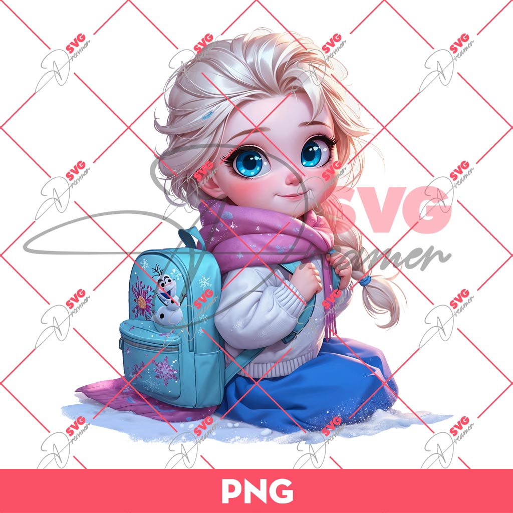 Bundle Disney Princess Back To School PNG, Baby Princess School PNG Bundle 3 Cute Baby Elsa Princess Back To School PNG, Baby Elsa Kindergarten PNG