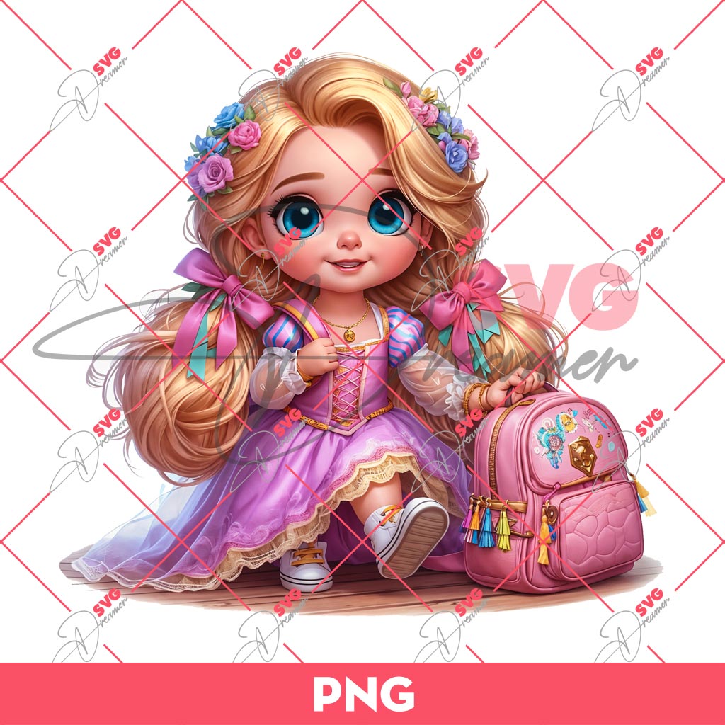 Bundle Disney Princess Back To School PNG, Baby Princess School PNG Bundle 11 Cute Baby Rapunzel Princess Back To School PNG, Baby Rapunzel Kindergarten PNG