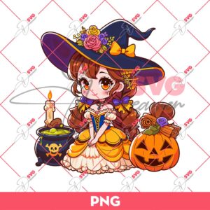 Bundle Halloween Disney Princess PNG, Disney Princess PNG Bundle 14 Cute Belle Princess Halloween PNG, Disney Princess Halloween PNG