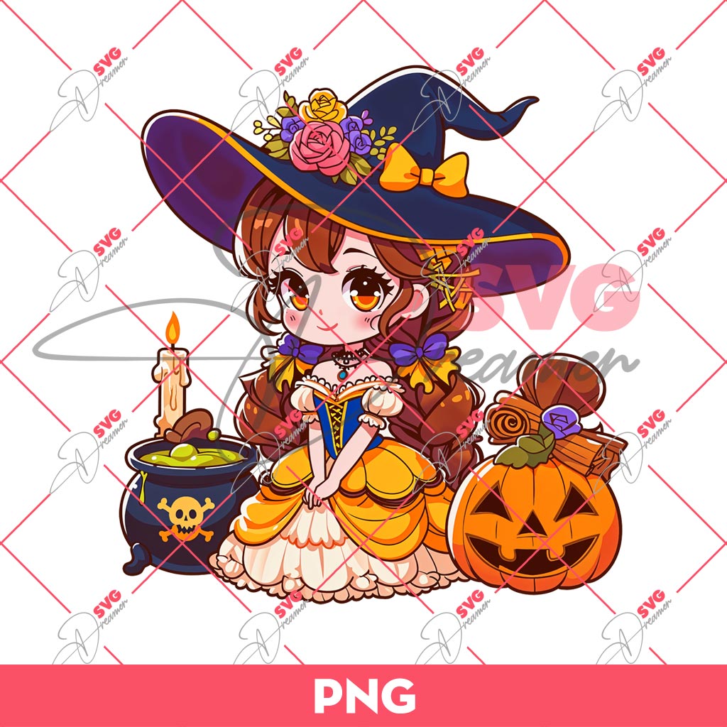 Bundle Halloween Disney Princess PNG, Disney Princess PNG Bundle 6 Cute Belle Princess Halloween PNG, Disney Princess Halloween PNG
