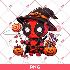 Cute Deadpool Halloween PNG, Superhero Halloween PNG