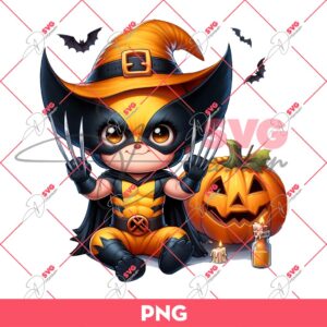 Cute Wolverine Halloween PNG, Superhero Halloween PNG