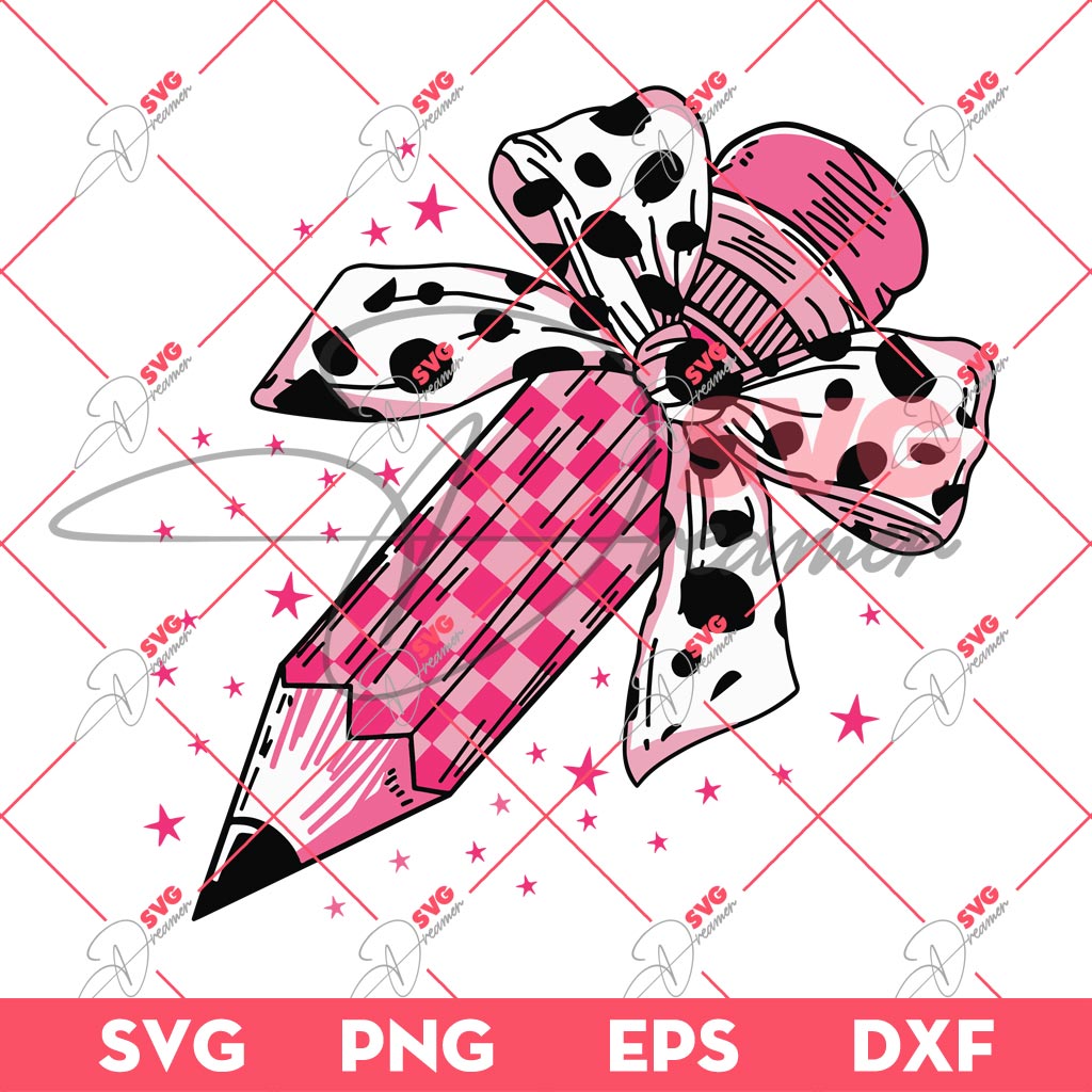 Dalmatian Coquette Pencil SVG PNG, Back To School PNG SVG 1 Dalmatian Coquette Pencil SVG PNG, Back To School PNG SVG