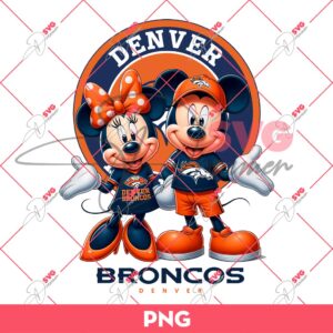 Denver Broncos NFL Mickey And Minnie PNG, Disney Football PNG