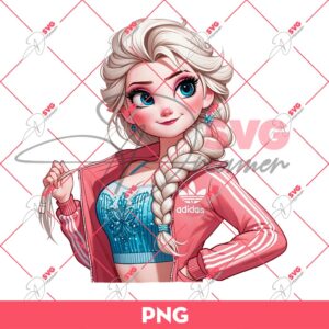 Elsa Frozen Wearing Adidas Outfits PNG, Disney Princess Wearing Adidas Fashion PNG