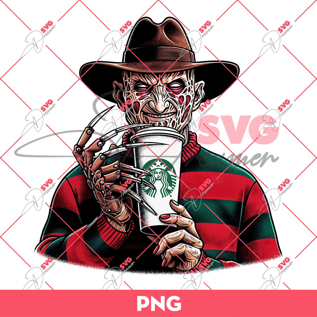 Freddy Krueger Drinks Starbucks Coffee PNG, Horror Killer Coffee PNG, Halloween Coffee PNG 1 Freddy Krueger Drinks Starbucks Coffee PNG, Horror Killer Coffee PNG, Halloween Coffee PNG