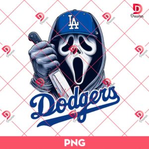 Ghostface LA Dodgers PNG, Horror Character MLB Baseball PNG