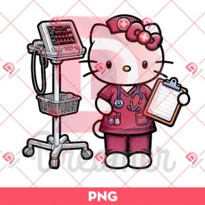Hello Kitty Nurse With Vital Machine PNG, HK In Hospital PNG