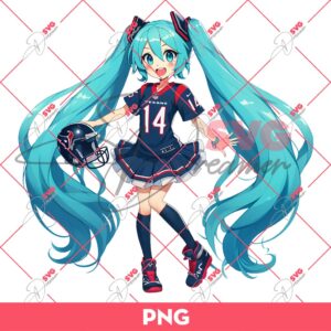 Hatsune Miku Wearing Houston Texans Costume PNG, Hatsune Miku Texans NFL Football PNG