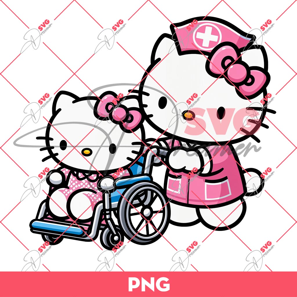 Bundle Hello Kitty Doctor And Nurse PNG, Bundle Hello Kitty In Hospital PNG 4 Hello Kitty Outpatient Wheelchair PNG, Hello Kitty In Hospital PNG
