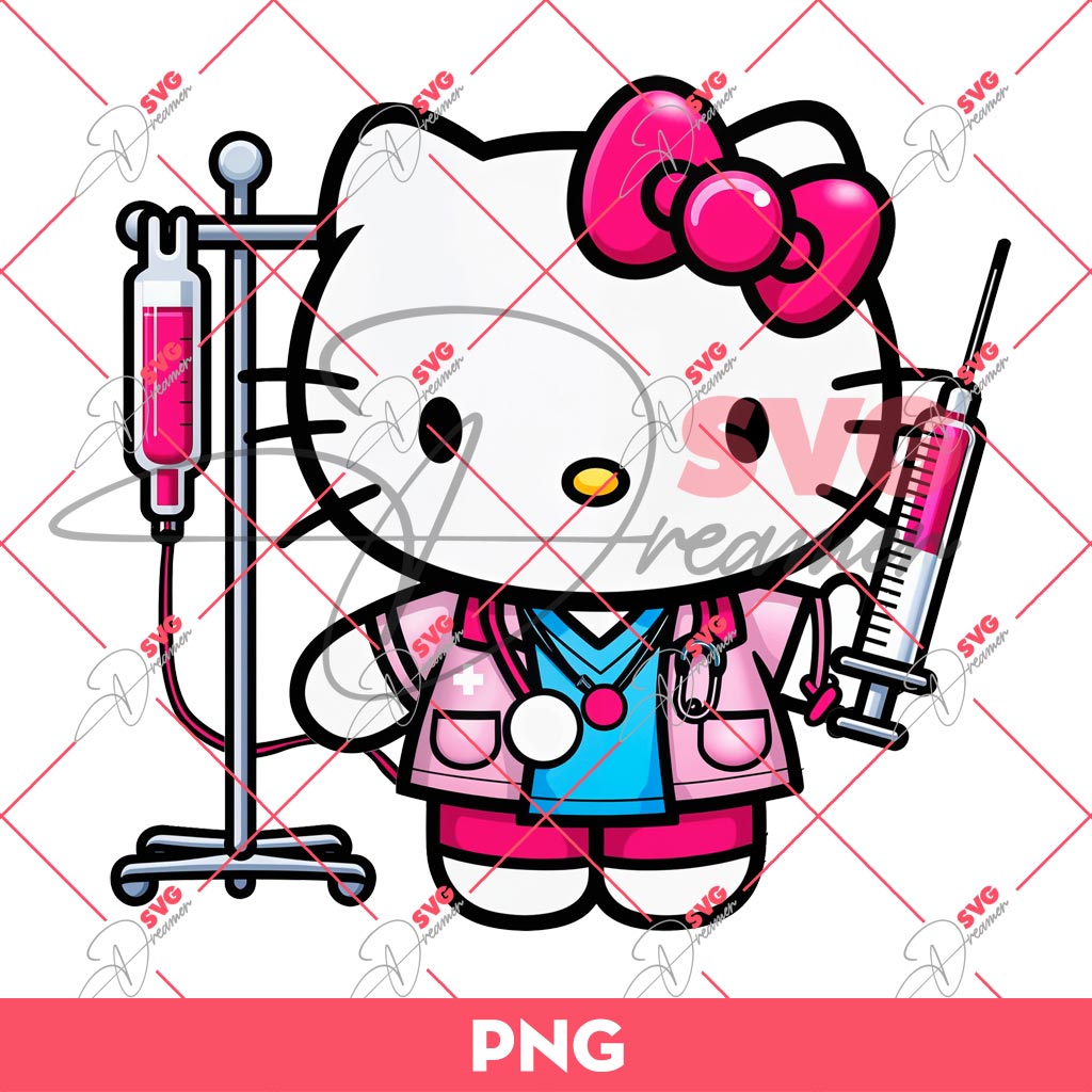 Bundle Hello Kitty Doctor And Nurse PNG, Bundle Hello Kitty In Hospital PNG 9 Hello Kitty Phlebotomist Doctor PNG, HK In Hospital PNG