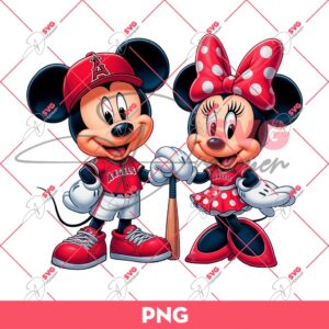 Los Angeles Angels Mickey And Minnie PNG, Disney Mickey Minnie Angels MLB Baseball PNG