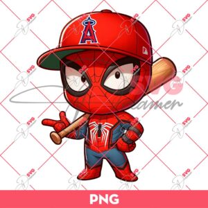 Los Angeles Angels Spiderman PNG, Baby Spiderman MLB Baseball PNG