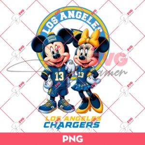 Los Angeles Chargers NFL Mickey And Minnie PNG, Disney Football PNG