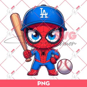 Los Angeles Dodgers Spiderman PNG, Baby Spiderman MLB Baseball PNG