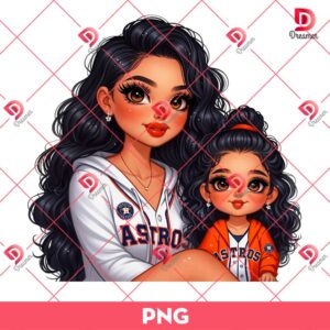Mama And Daughter Houston Astros PNG, Mom And Daughter MLB Baseball PNG, Chicana Mom Sport PNG