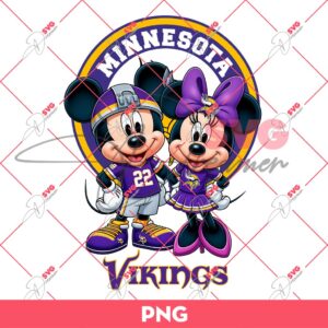 Bundle Minnesota Vikings NFL PNG, Football Vikings Cartoon Characters Bundle PNG 46 Minnesota Vikings NFL Mickey And Minnie PNG, Disney Football PNG