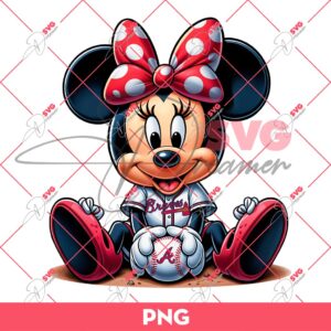Minnie Mouse Atlanta Braves PNG, Disney Minnie Baseball PNG, Atlanta Braves MLB Baseball PNG