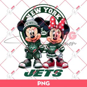 New York Jets NFL Mickey And Minnie PNG, Disney Football PNG