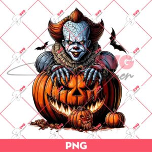 Pennywise In Pumpkin Halloween PNG, Horror Characters Halloween PNG
