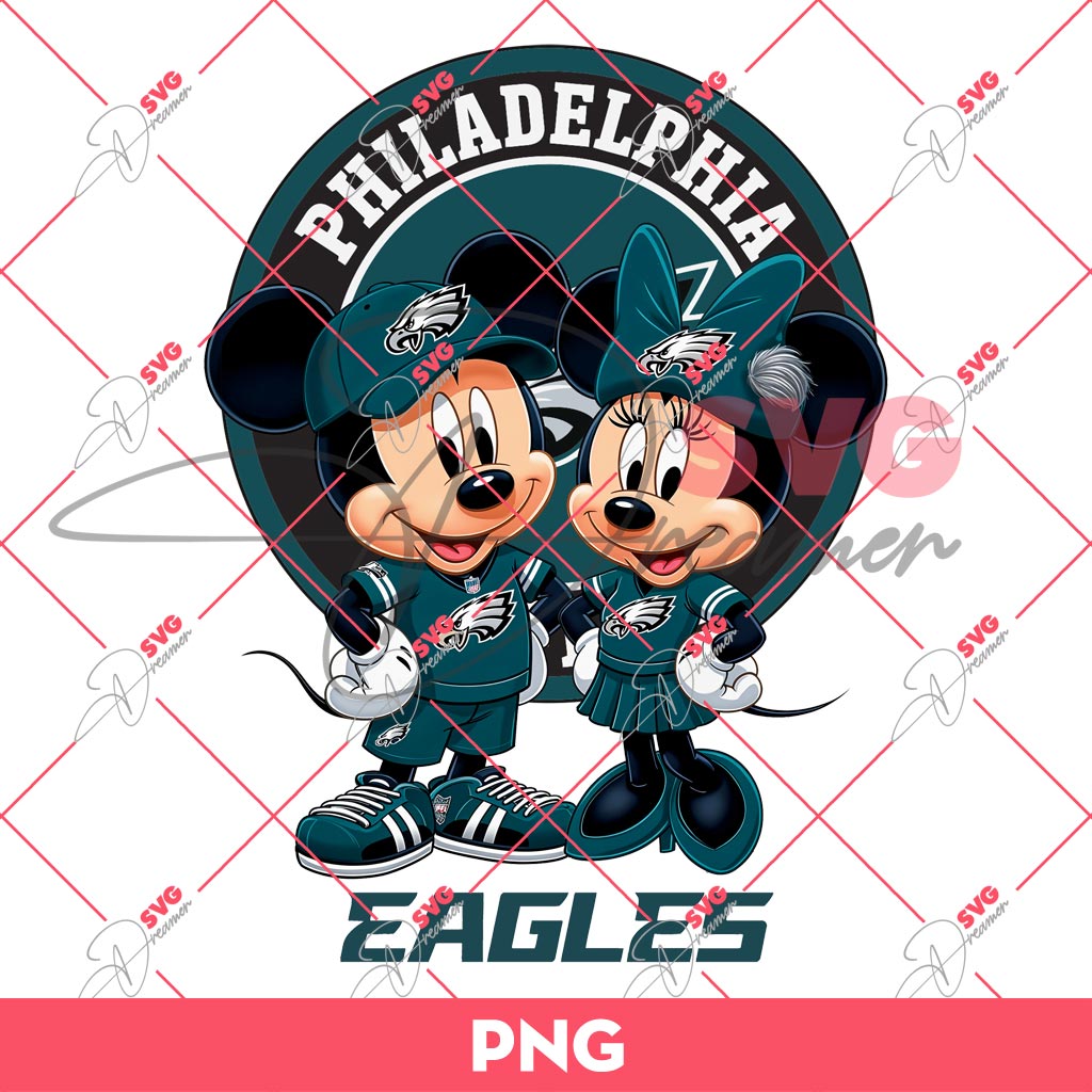 Bundle Philadelphia Eagles PNG Design, NFL Eagles Football Characters PNG Bundle 110 Philadelphia Eagles NFL Mickey And Minnie PNG, Disney Football PNG