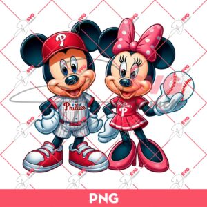 Philadelphia Phillies Mickey And Minnie PNG, Disney Mickey Minnie Phillies MLB Baseball PNG