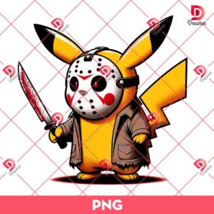 Pikachu Jason Voorhees PNG, Pikachu Halloween PNG, Horror Character Halloween PNG