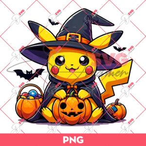 Pikachu Witch Halloween PNG, Pokemon Pikachu Halloween PNG