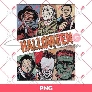 Retro Horror Characters Halloween PNG, Spooky Vibes PNG, Halloween PNG