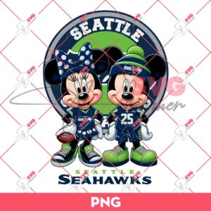 Seattle Seahawks NFL Mickey And Minnie PNG, Disney Football PNG
